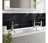 GoodHome Trentie Black Matt Textured Ceramic Indoor Wall Tile, Pack Of 50, (L)200mm (W)100mm