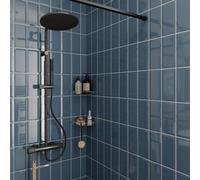 GoodHome Trentie Blue Gloss Textured Ceramic Indoor Wall Tile, Pack Of 50, (L)200mm (W)100mm