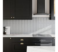 GoodHome Trentie Light Grey Gloss Textured Ceramic Indoor Wall Tile, Pack Of 50, (L)200mm (W)100mm