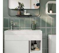 GoodHome Trentie Sage Green Gloss Textured Ceramic Indoor Wall Tile, Pack Of 50, (L)200mm (W)100mm