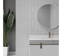 GoodHome Trentie Taupe Gloss Textured Ceramic Indoor Wall Tile, Pack Of 50, (L)200mm (W)100mm