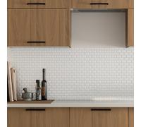 GoodHome Trentie White Gloss Flat Ceramic Mosaic Tile Sheet, (L)300mm (W)300mm