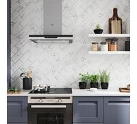 GoodHome Trentie White Gloss Marble Effect Ceramic Indoor Wall Tile Sample