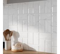 GoodHome Trentie White Gloss Marble Effect Textured Ceramic Indoor Wall Tile, Pack Of 50, (L)200mm (W)100mm