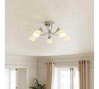 GoodHome Trivia Glass & Metal Chrome Effect 5 Lamp Led Ceiling Light