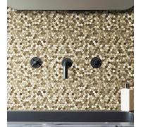 GoodHome Vatu Gold Brushed Matt Metal Effect Hexagon Aluminium Self-Adhesive Mosaic Tile, (L)307mm (W)298mm
