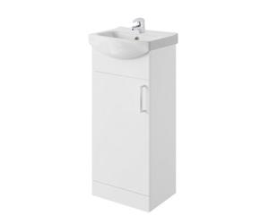 GoodHome Veleka Gloss White Freestanding Cloakroom Vanity Unit & Basin Set With Chrome Effect Tap - Includes 1 Door (W)400mm (H)880mm