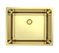 GoodHome Villach Brushed Brass Stainless Steel 1 Bowl Kitchen Sink 440mm X 440mm