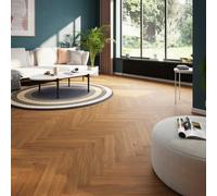 GoodHome Visby Modern Herringbone Oak Engineered Real Wood Top Layer Flooring, 1.94M²