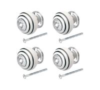 GoodHome Vras White Ceramic & Metal Round Knob (Dia)36.25mm, Pack Of 4