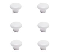 GoodHome Vras White Ceramic Round Furniture Knob (Dia)32mm, Pack Of 6