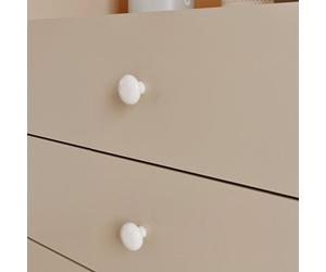 GoodHome Vras White Ceramic Round Furniture Knob (Dia)32mm, Pack Of 6
