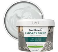 GoodHome White Satin Patio & Tile Paint, 2.5L Tin
