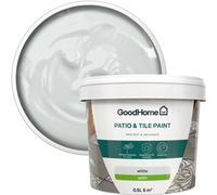 GoodHome White Satin Patio & Tile Paint, 500Ml Tin