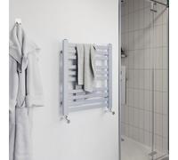 GoodHome Wolfsbane Silver Effect 938Btu Vertical Towel Radiator (W)500mm X (H)600mm