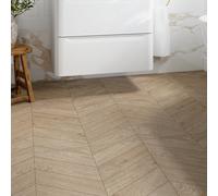 GoodHome Yoan Natural Matt Chevron Wood Effect Porcelain Indoor Wall & Floor Tile, Pack Of 3, (L)600mm (W)600mm