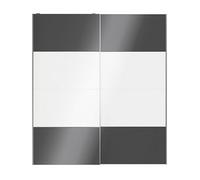 GoodHomeatomia Contemporary Panelled Anthracite & White High Gloss 2 Door Sliding Wardrobe Door Kit (H)2250mm (W)2000mm