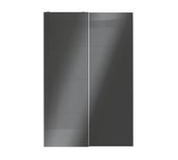 GoodHomeatomia Mirror Panelled Anthracite High Gloss 2 Door Sliding Wardrobe Door Kit (H)2250mm (W)1500mm