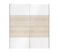 GoodHomeatomia Panelled White Oak Effect High Gloss 2 Door Sliding Wardrobe Door Kit (H)2250mm (W)2000mm