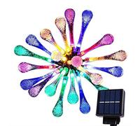 Goodia Multi Color 4.8M 20 LED Icicle Lights Solar Powered Raindrop Garden String Fairy Lights/LED Waterproof Decorative Lights for Outdoor, Garden, Patio, Christmas, Xmas Tree, Holiday Party