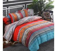 Goodidea Striped Bohemian Floral Paisley Comforter Set, Boho Hippie Geometric Bedding Set Queen 3 Pieces, Soft Breathable Reversible Comforter All Season