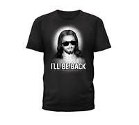 Goodie Two Sleeves Men's Jesus Christ I'll Be Back Adult Short Sleeve T-Shirt, Black, S