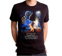 Goodie Two Sleeves Humor Cat Wars Type Adult T-Shirt, Black, Large