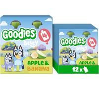 Goodies Bluey Kids Snack Apple & Banana Fruit Smoothie Pouches, 99% Fruit, 3+ Years, Multipack 3 x (4 x 100 g)