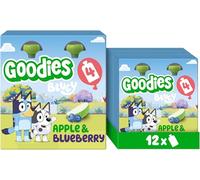 Goodies Bluey Kids Snack Apple & Blueberry Fruit Smoothie Pouches, 100% Fruit, 3+ Years, Multipack 3 x (4 x 100 g)