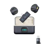 Goodir 2 Pcs Wireless Lavalier Microphone for iPhone Vlogging Included Charging Case & Jack Adapter, Noise Reduction Plug-Play Clip on Lapel Mic for Vlogging,Youtuber,Video Recording,Live Streaming