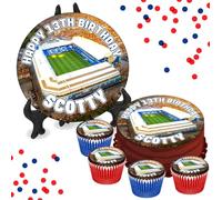 Goodison Park Everton Stadium 'A' PERSONALISED Edible Cupcake Toppers / 8" Inch Cake Wafer or Icing - Sports Football Fan Birthday Decorations - Perfect for Brownies, Cookies, Muffins & More!
