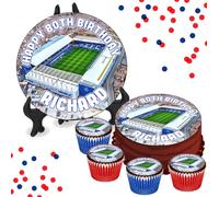 Goodison Park Everton Stadium 'B' PERSONALISED Edible Cupcake Toppers / 8" Inch Cake Wafer or Icing - Sports Football Fan Birthday Decorations - Perfect for Brownies, Cookies, Muffins & More!