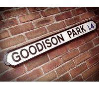Goodison Park Old Fashioned Everton Wood Football Vintage Street Sign Road Sign
