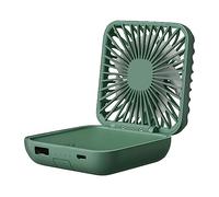 GOODIZ 2-in-1 Powerful Desk Fan + 5000mAh Power Bank USB Rechargeable Multi-functional 3-Speed Foldable Adjustable Portable With Built-in Phone Holder For Summer Quiet Desk Fan Indoor Outdoor (Green)