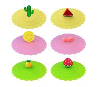 GOODIZ 6-Pack Anti-Dust Super Suction Cup Cover Bundle Silicone Food-Grade Lid Cap Reusable For Cup Glass Mug Summer Drinks Fun Designs Keep Your Coffee Drinks Hot Or Cold For Longer
