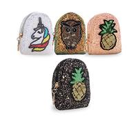 GOODIZ Bling Sequins Coin Bag Make Up Purse Pouch Mini Backpack Keyring Wallet Coin Holder Great Gift for Him & Her Woman's Men's Uni-Sex Multiple Colours (Bling Pineapple Bag Black)