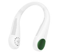 GOODIZ Fresh Wave Powerful Stylish Neck Wearing Fan - Bladeless 3-Speed Wind Adjustable - Portable USB Rechargeable - For Summer - Quiet Hands-free Cooling Neck Fan Gift - Indoor Outdoor (White)
