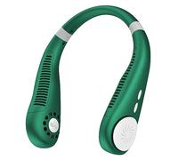 GOODIZ Fresh Wave Powerful Stylish Neck Wearing Fan - Bladeless 3-Speed Wind Adjustable - Portable USB Rechargeable - For Summer - Quiet Hands-free Cooling Neck Fan Gift - Indoor Outdoor (Green)