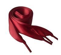 goodlace 1.6" Extra Wide Shoelaces Flat Smooth Satin Ribbon Shoe Laces Dark Red 59Inch