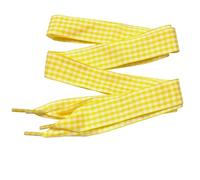 goodlace 1 Inch Wide Flat Plaid Gingham Shoe Laces Cute Checkered Shoelaces for Converse Trainers No.25 Yellow 55"/140cm