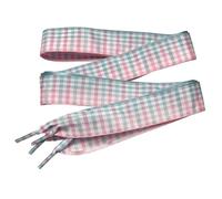 goodlace 1 Inch Wide Flat Plaid Gingham Shoe Laces Cute Checkered Shoelaces for Converse Trainers No.28 Pink and Grey 47"/120cm