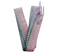 goodlace 1 Inch Wide Flat Plaid Gingham Shoe Laces Cute Checkered Shoelaces for Converse Trainers No.28 Pink and Grey 47"/120cm