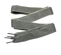 goodlace 1 Inch Wide Flat Plaid Gingham Shoe Laces Cute Checkered Shoelaces for Converse Trainers No.5 Black 55"/140cm