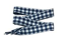 goodlace 1 Inch Wide Flat Plaid Gingham Shoe Laces Cute Checkered Shoelaces for Converse Trainers No.11 Dark Blue 47"/120cm