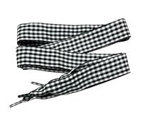 goodlace 1 Inch Wide Flat Plaid Gingham Shoe Laces Cute Checkered Shoelaces for Converse Trainers No.24 Black 55"/140cm