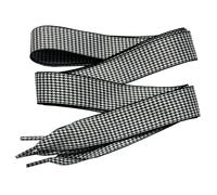 goodlace 1 Inch Wide Flat Plaid Gingham Shoe Laces Cute Checkered Shoelaces for Converse Trainers No.29 Black 47"/120cm