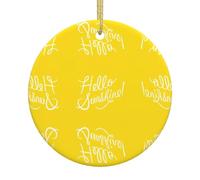Goodlooking Hello Sunshine Christmas Tree Ceramic Hanging Round Ornament Pendant Festive Xmas Party Home Decor