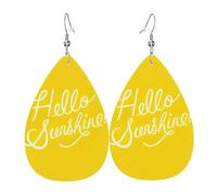 Goodlooking Hello Sunshine Piercing Teardrop Earrings Set Trendy Faux Leather For Women Girls Birthday Xmas Jewelry Gift