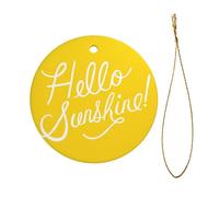 Goodlooking Hello Sunshine Print Christmas Tree Ceramic Hanging Decorative Ornaments â€“ Round Keepsake for Xmas, Home Party, Holiday