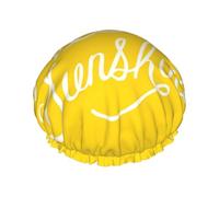 Goodlooking Hello Sunshine Print Shower Cap â€“ Double Layer Bath Hair Cap with Elastic Band Lining, Ideal for Home Spa, Hotel, and Travel